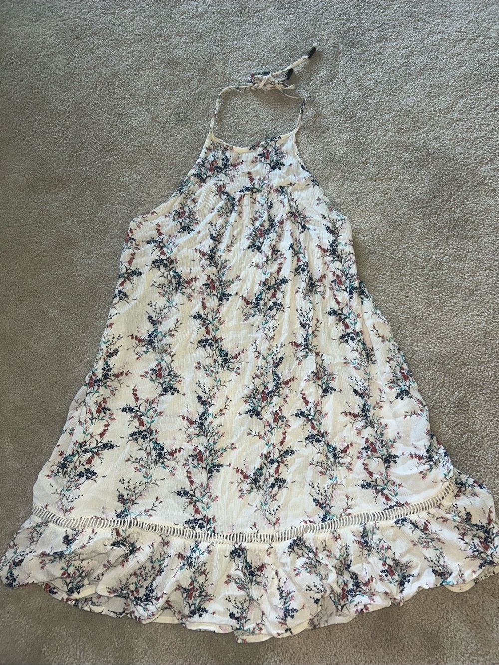 O'Neill Cream Floral Halter Maxi Dress